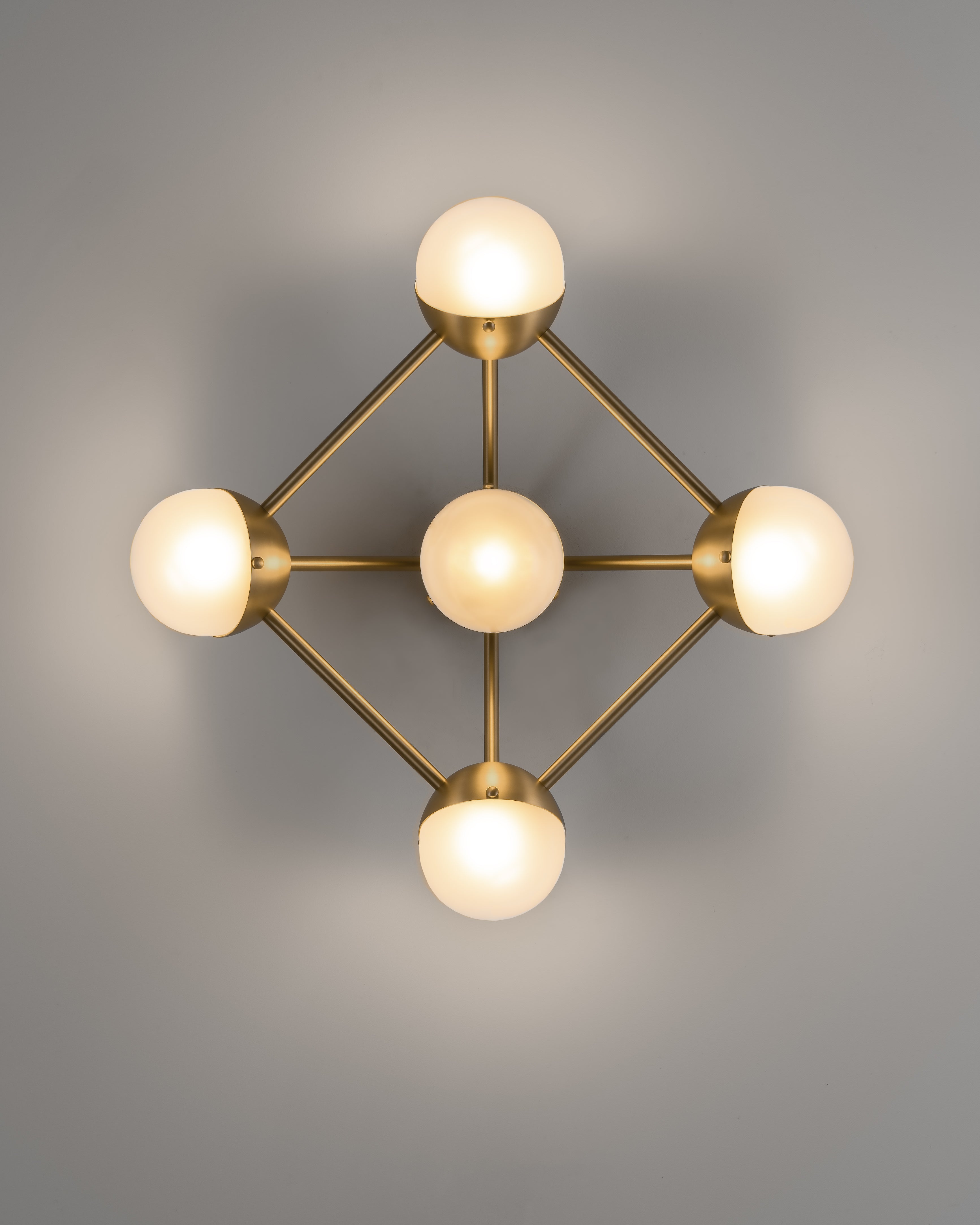 Schwung Molecule 5 Frosted Burnished Brass Wall Light